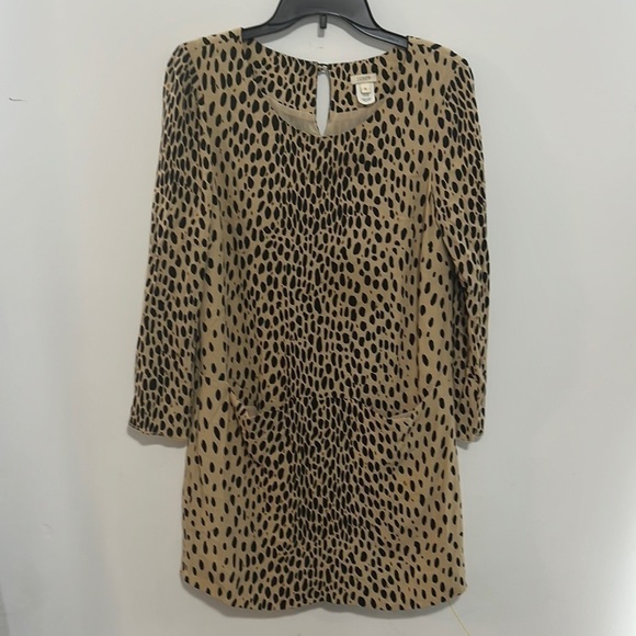 J.crew Short Mini Animal Print Dress Long 3/4” Sleeves Size 6
